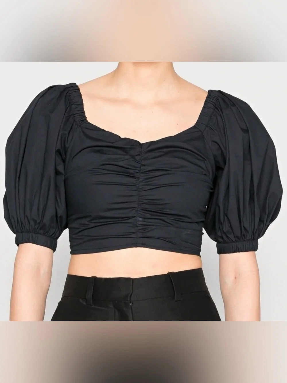 Abercrombie & Fitch black puff sleeve crop top, small